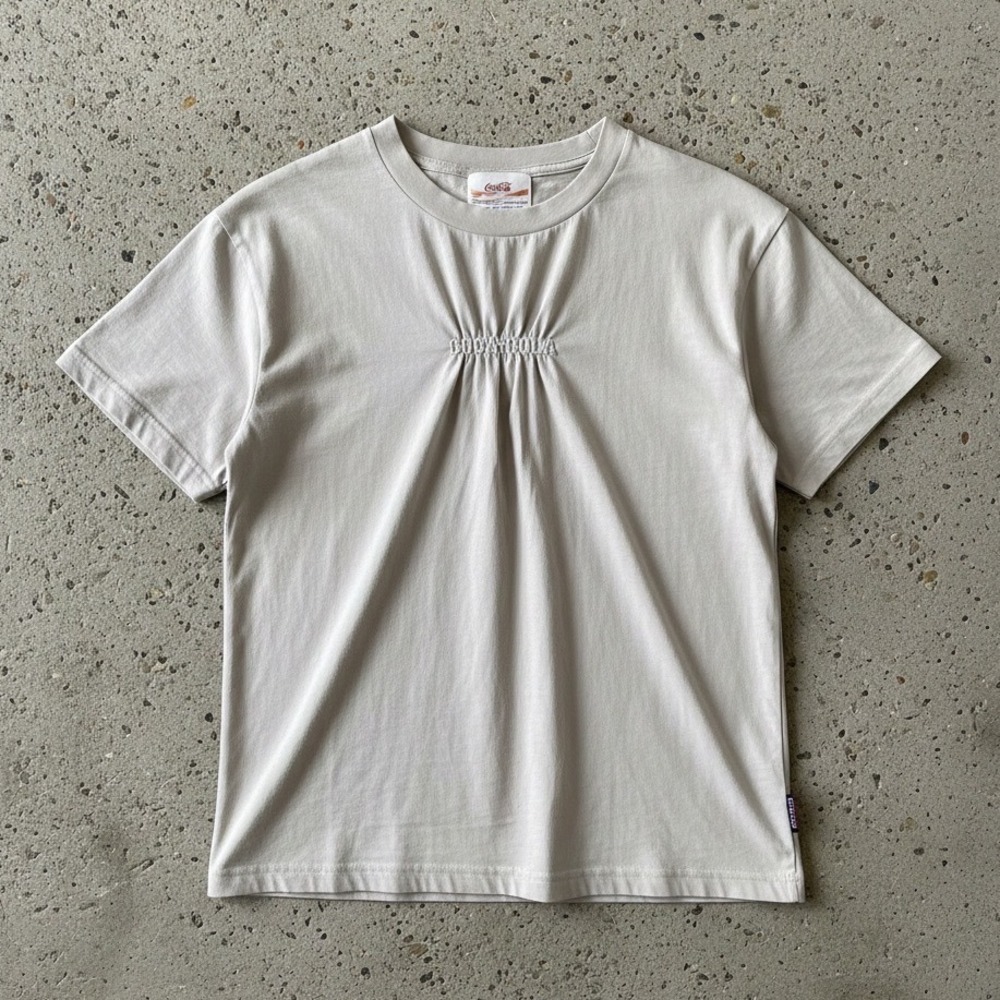 Coca-Cola Embroidered Logo T‎ Shirt Beige Small